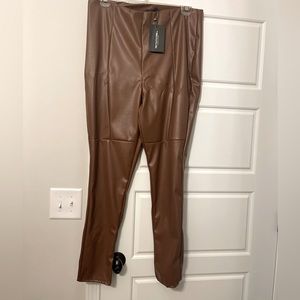 Pretty little thing chocolate faux leather leggings.